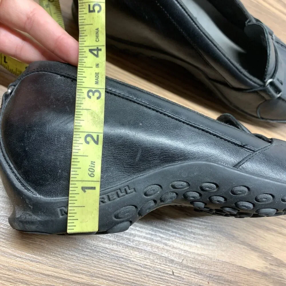 Merrell Plaza Glide Loafers Women's Size‎ 9.5 Black Leather Shoes Wedge